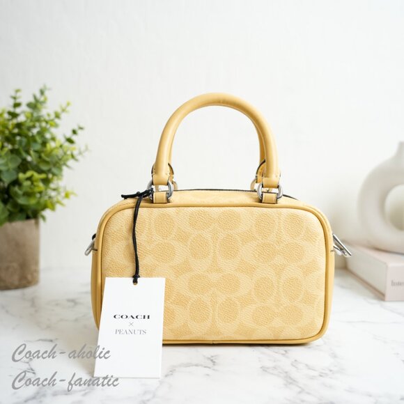 NWT Coach X Peanuts CBJ63 Satchel Crossbody Bag In Signature Canvas Charlie Brow - Picture 5 of 12